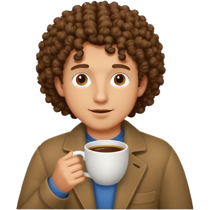 curly man drink coffe emoji