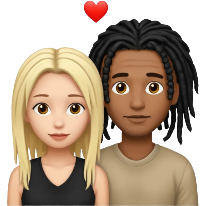 Brown skin man with black dreads in love with white skin woman blonde hair emoji