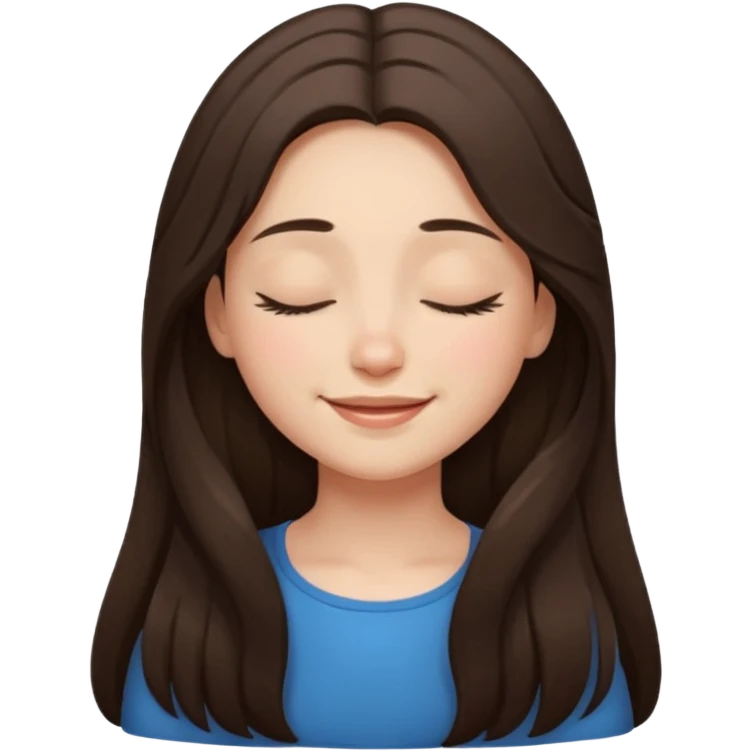 closed eyes long hair brunette girl emoji