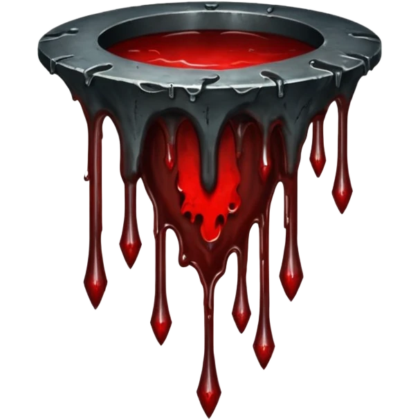 Upside-down halo dripping blood, black metal aesthetic, occult symbol emoji