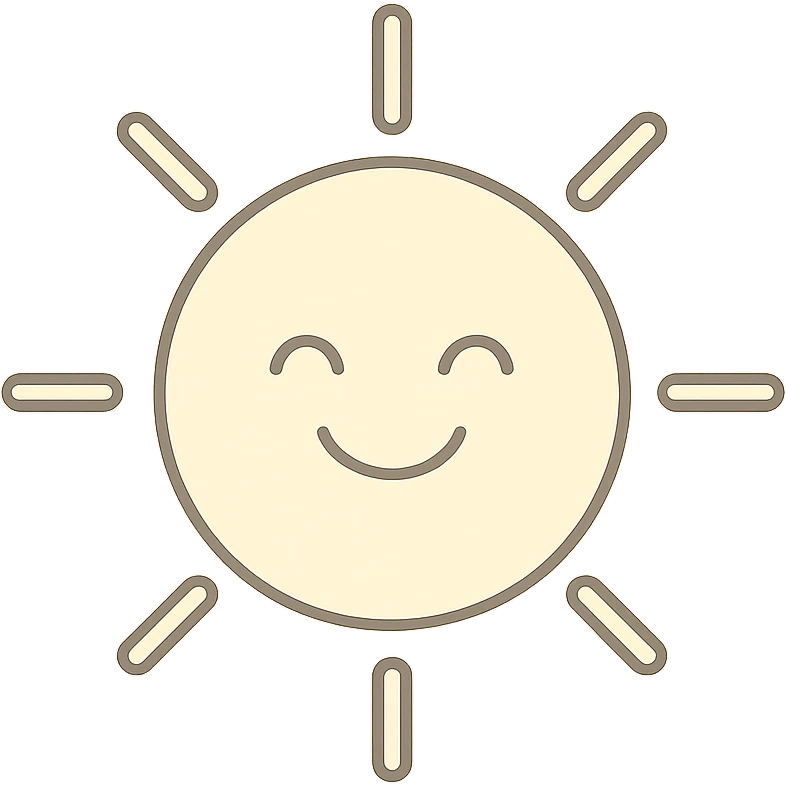 smiling sun with clean lines and soft pastel colors in a minimalistic style emoji