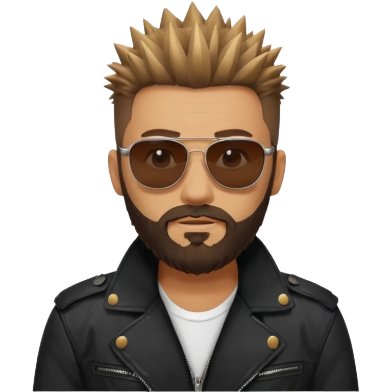 biker gang with sunglass and rugged guy bearded spicks hair black jacket emoji