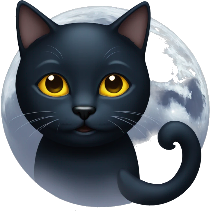 Gato negro en la luna  emoji