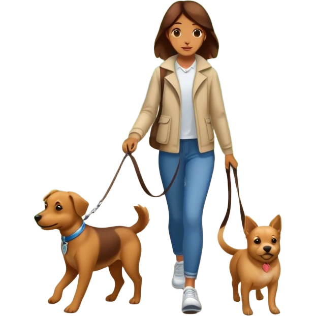 a person walking a dog in the park with a simple background emoji