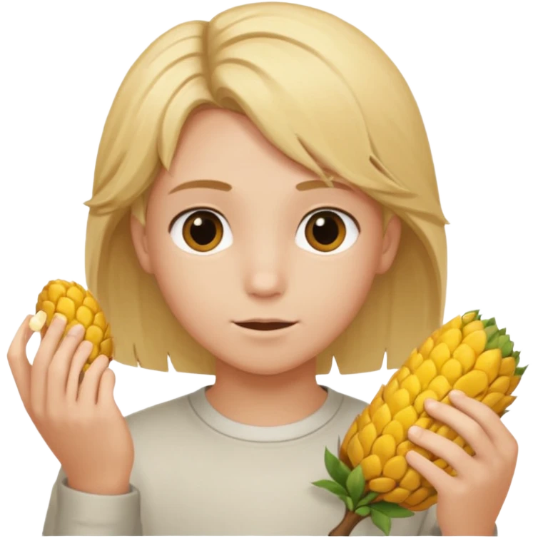 Je veux un garçon brun avec des mèches blondes qui montre à la caméra ses cheveux avec des mèches blondes emoji