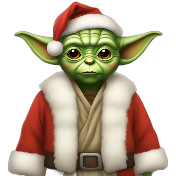 Yoda dress like santa claus emoji