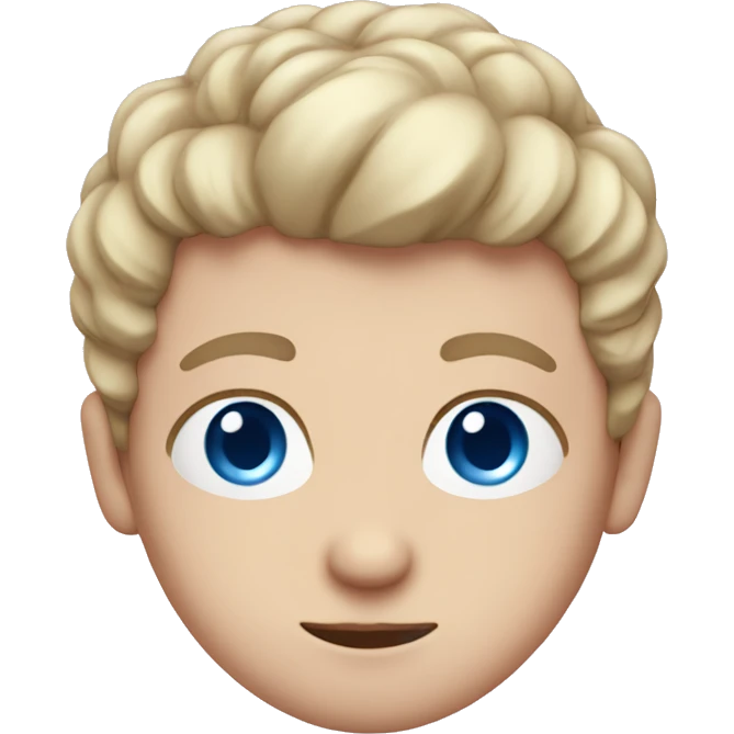 white boy with blue eyes and a pink pow on his hair emoji