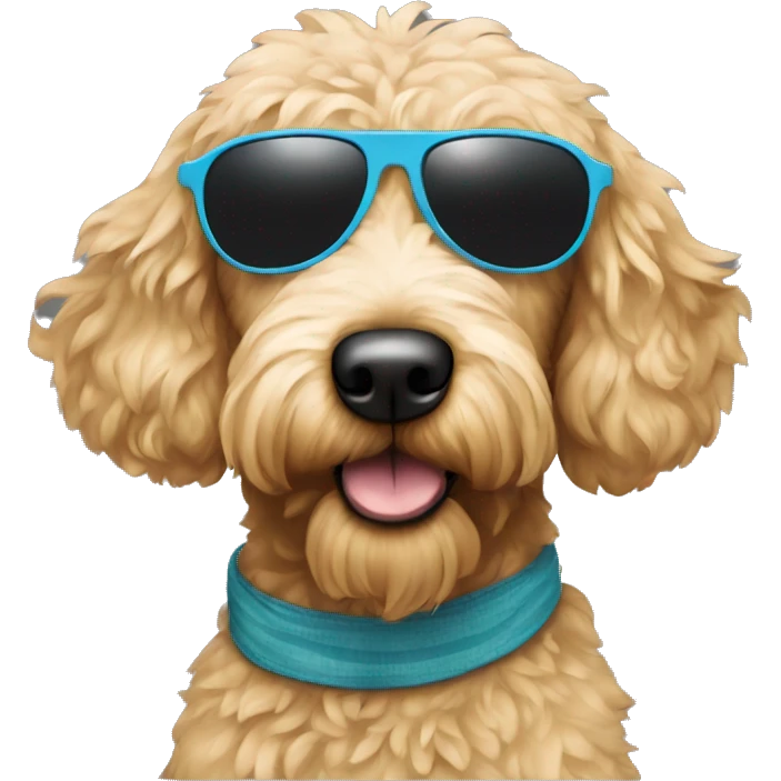 Goldendoodle wearing sunglasses emoji