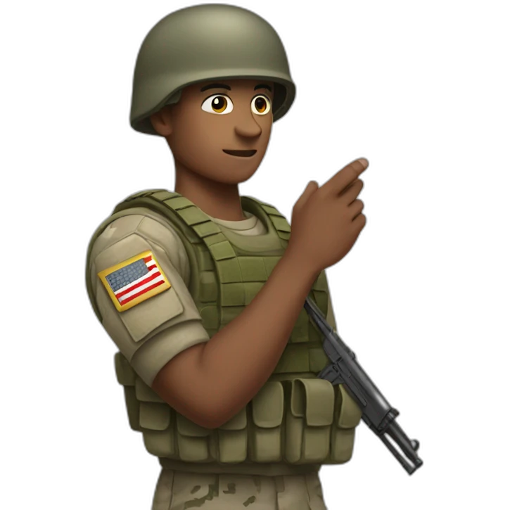 soldier with the letter v on his hand emoji