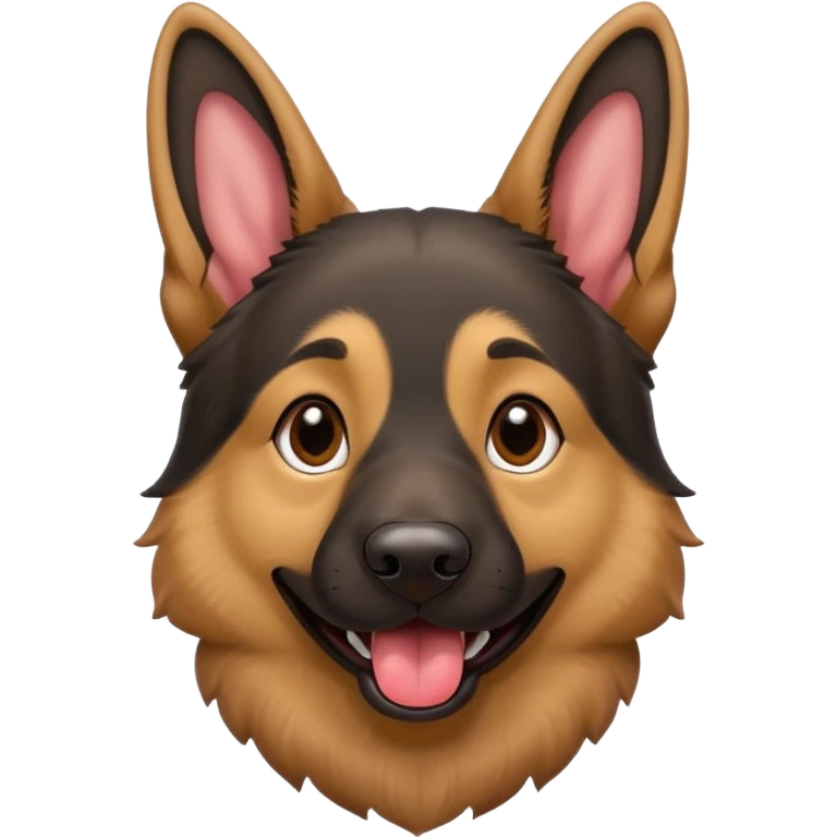 cartoon style dark German Shepherd dog with its tongue hanging out long emoji