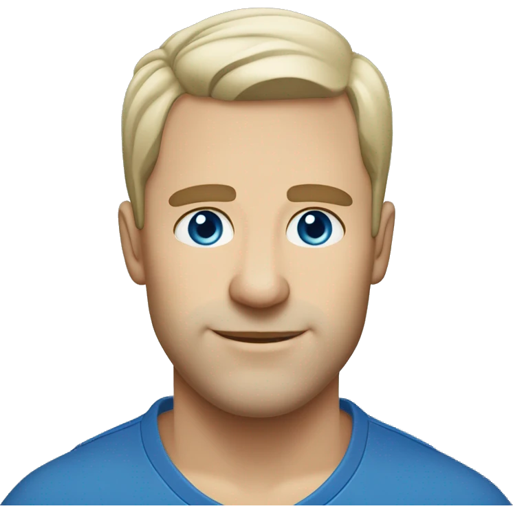 homem branco loiro, olho azul  emoji
