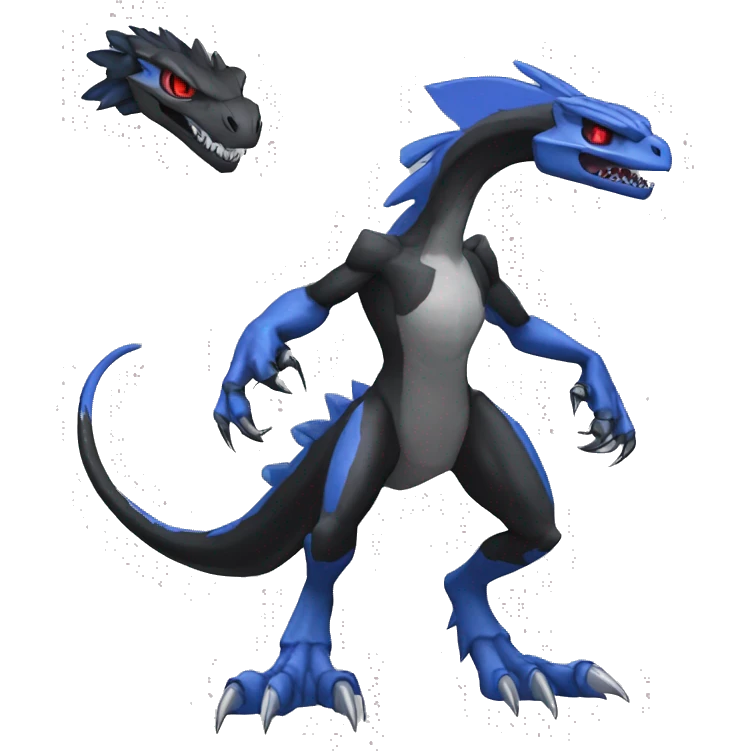  Cool Edgy Black Blue Digimon-Fakemon-Guilmon-Velociraptor-Dragon full body emoji