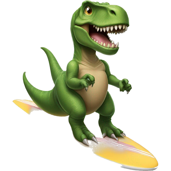 T-Rex riding a surfboard middle finger out emoji