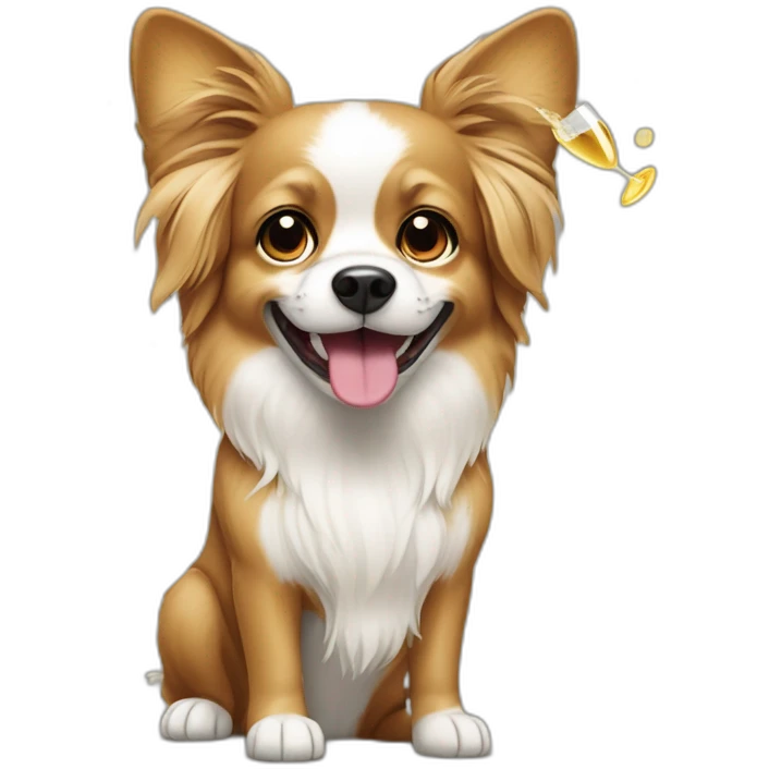 papilion dog with champain emoji