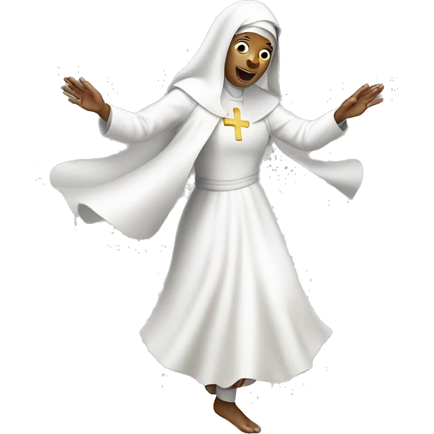 white Nun dancing  emoji