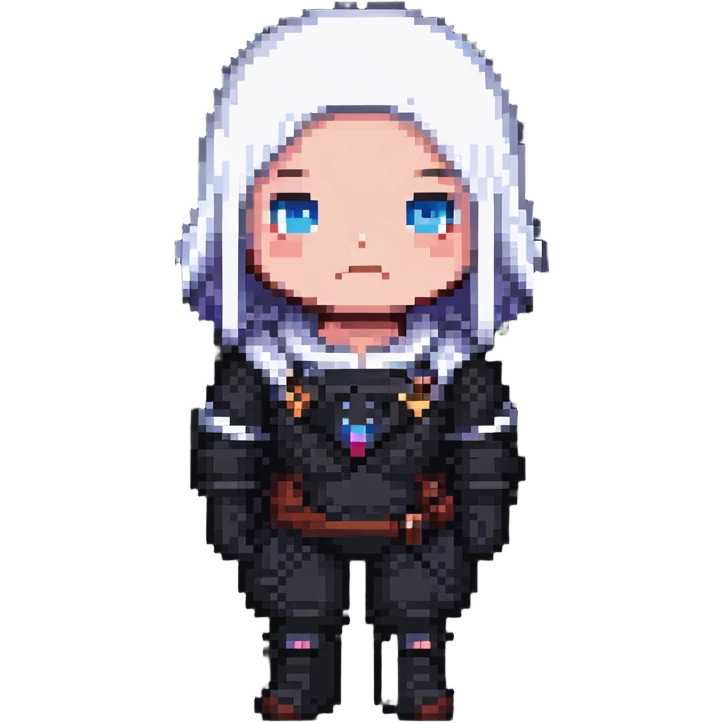 pixel art character in thoughtful pose emoji