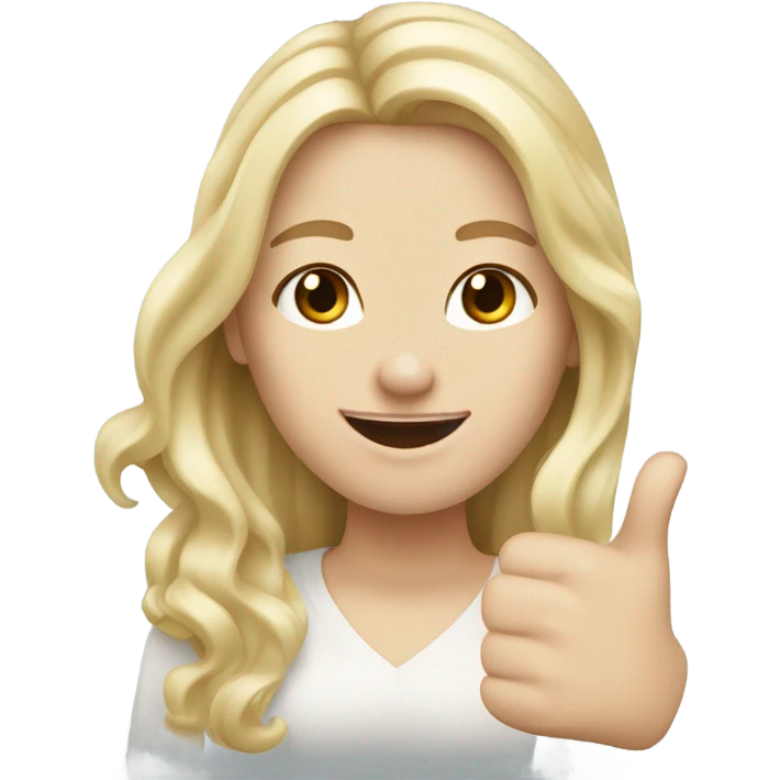 Woman, white skin, pale skin, long hair, blonde hair, wavy hair, thumbs up emoji