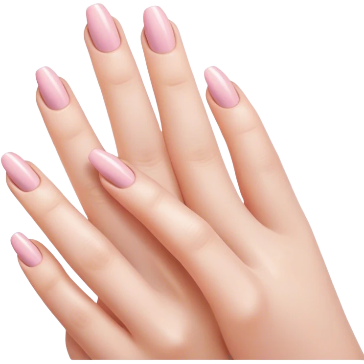 "Close-up of a delicate hand with soft pink or nude nail polish, slightly curved fingers, elegant and feminine style, subtle shine on nails." emoji