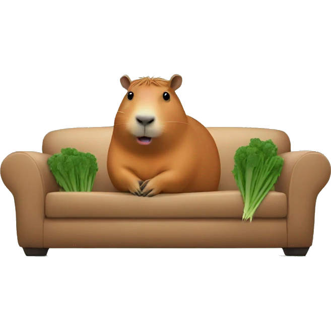 Capybara eats carrots on the couch emoji