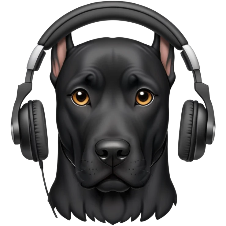 Black Great Dane with headphones on emoji