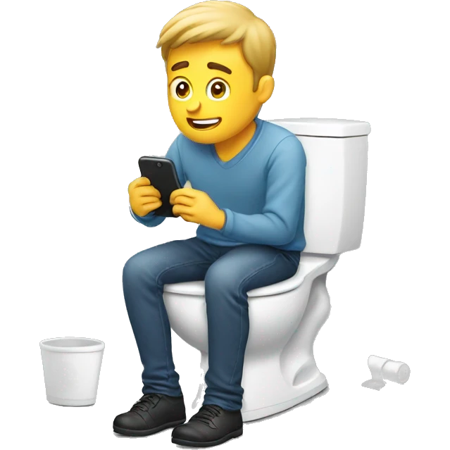 Guy sitting on toilet watching his phone  emoji
