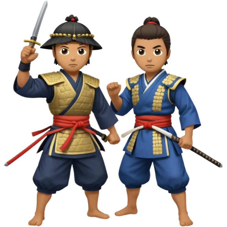 japan samurai fighting with a opther human emoji