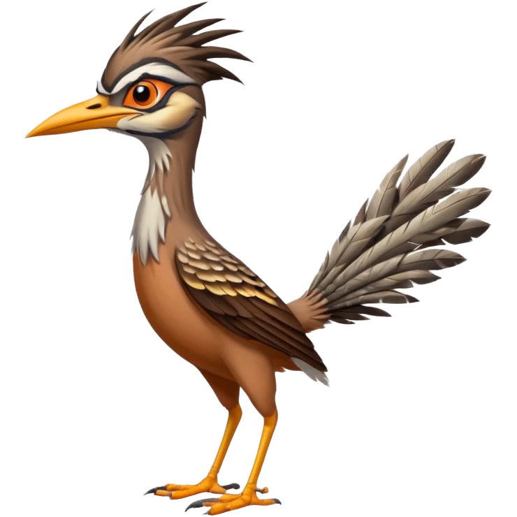 realistic roadrunner bird, tail pointed down, realistic colors emoji