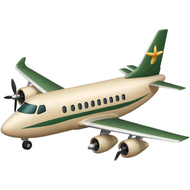 light beige airplane with dark green logo, emoji style emoji