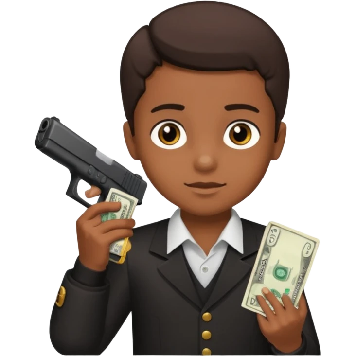 A brown kid holding a black glock 19 and cash emoji
