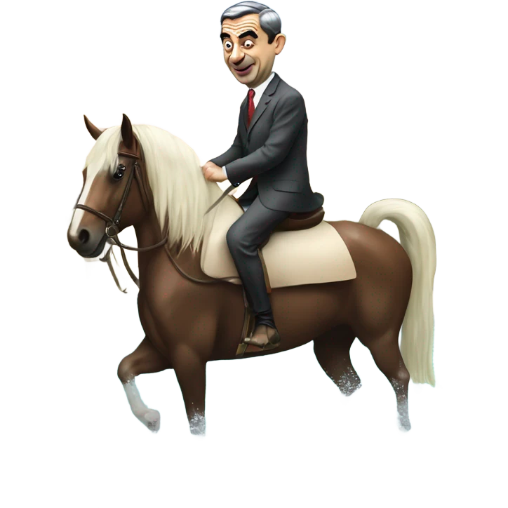 Mr bean on a horse in a pool  emoji