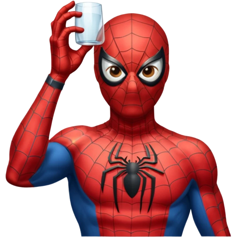 An spiderman, shoulder up with glass
 emoji