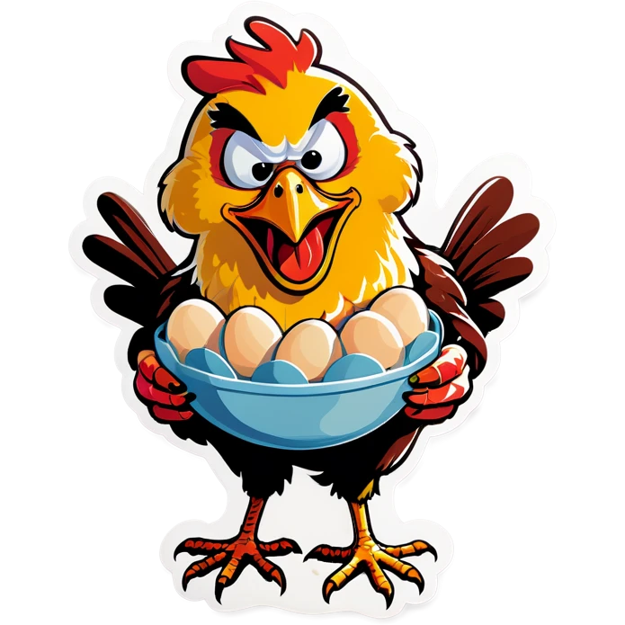 Mad chicken with eggs emoji