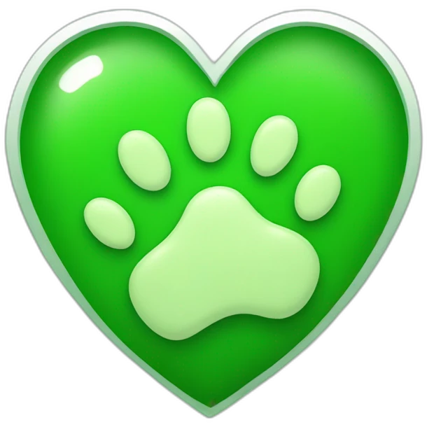cat paw inside green heart emoji