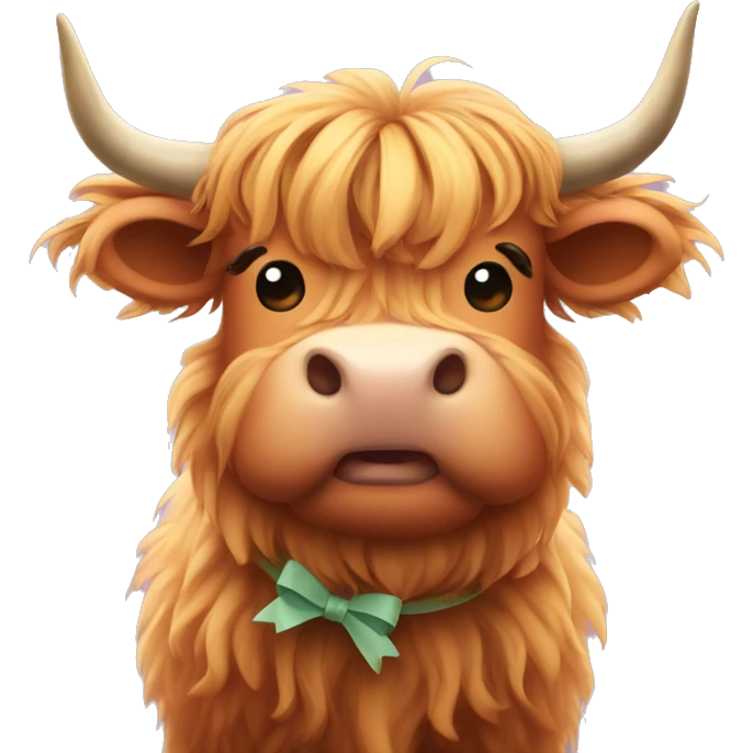 Kawaii highland cow with bows  emoji