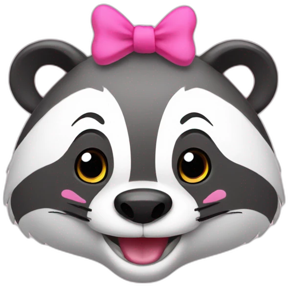 happy badger with pink bow on forehead emoji
