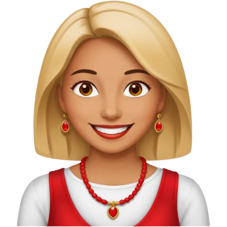 woman with red necklaced emoji