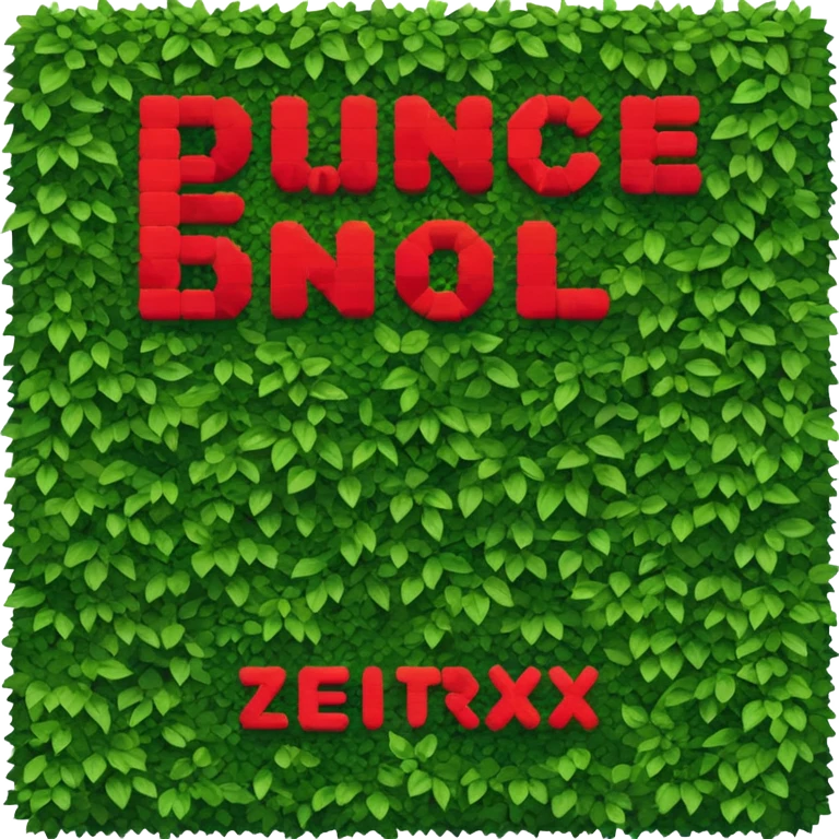 Text ZETRIX. Red text. Pixel. The lyrics are enveloped in greenery.  emoji