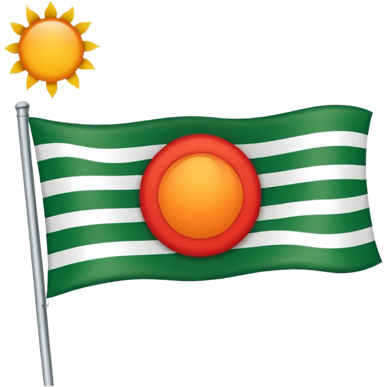 Flag with with 1 red, 1 white and 1 green (in that order) horizontal and an orange/yellow pointed sun in the middle (Kurdistan flag) emoji