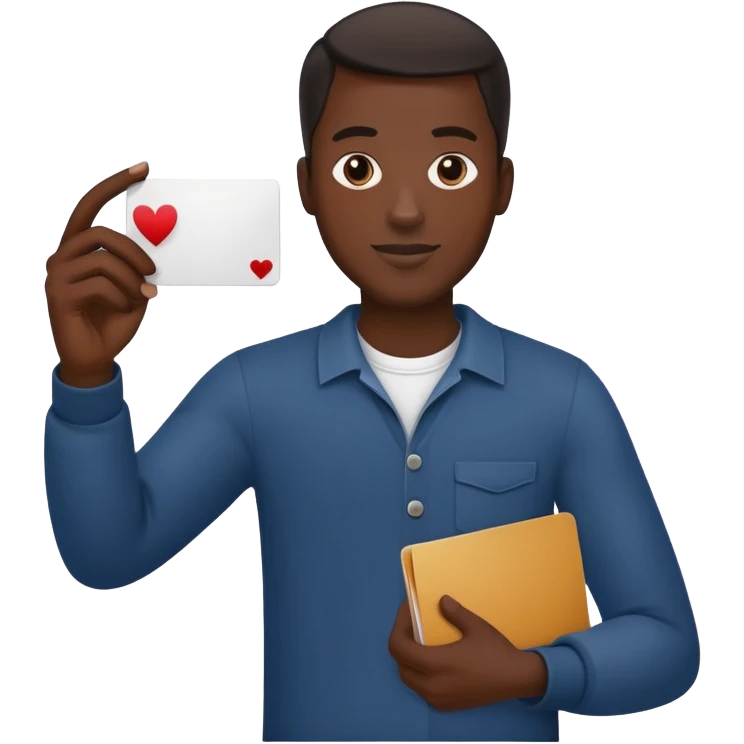 black man holding a card in one hand emoji