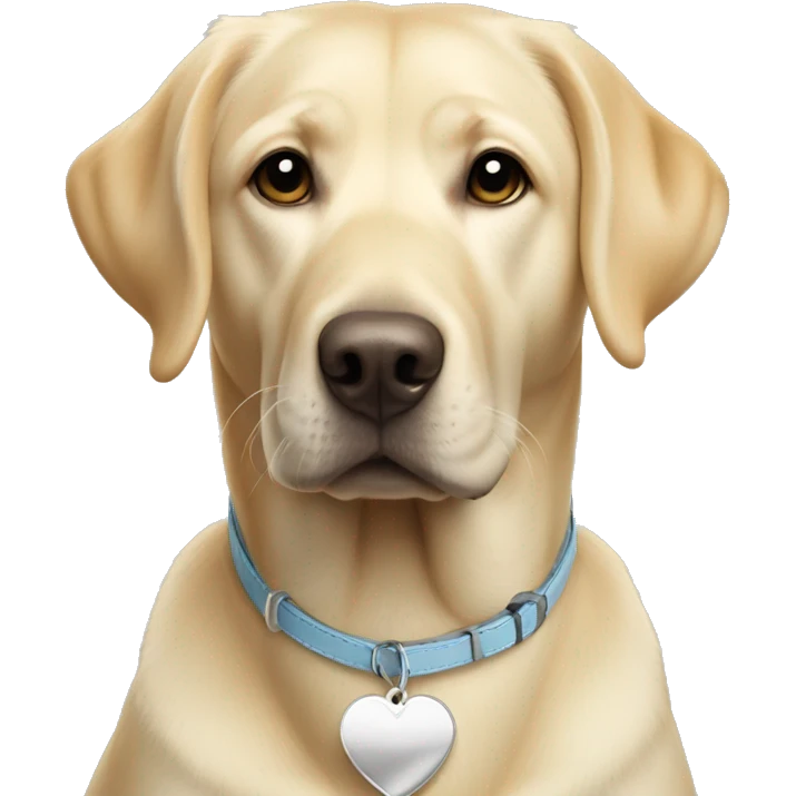 blonde Labrador  with a silver heart-shaped tag on its collar emoji