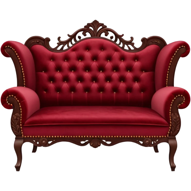 A big antique dark Red-velveted Loveseats-couch emoji