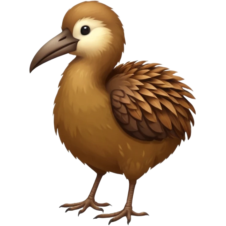 New Zeland kiwi bird on two feet with a long beak and round shape emoji