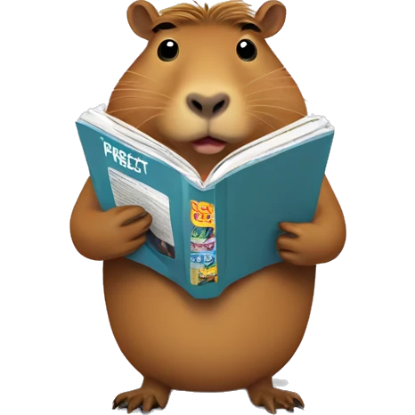 A capybara reading a magazine that says perfect on it  emoji
