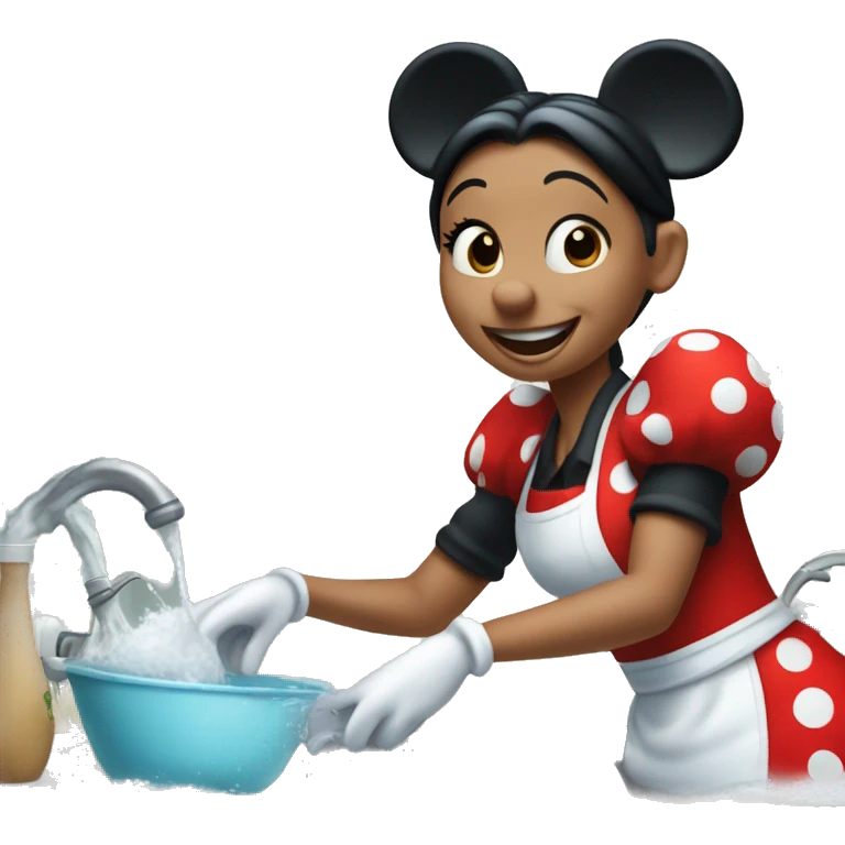 Minnie mouse washing dishes  emoji