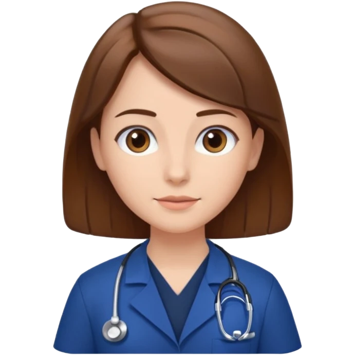 doctor con uniforme azul oscuro cabello marron emoji
