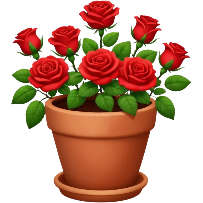 flower pot with red rose flowers emoji