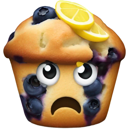 Blueberry muffin with lemon emoji