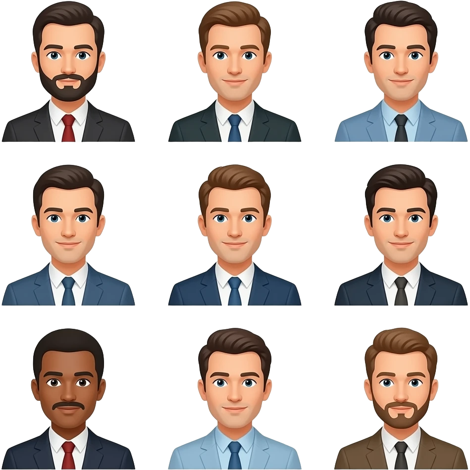 9 men that show exactly nine men with the total of nine and they are exactly 9 men none below and all above emoji