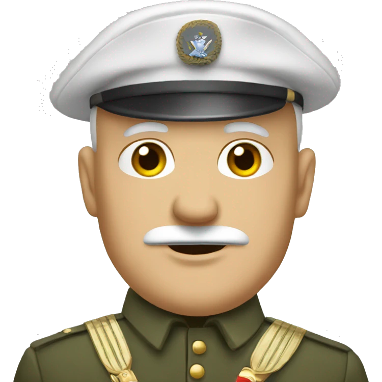 bald hair old soldier wearing uniform emoji