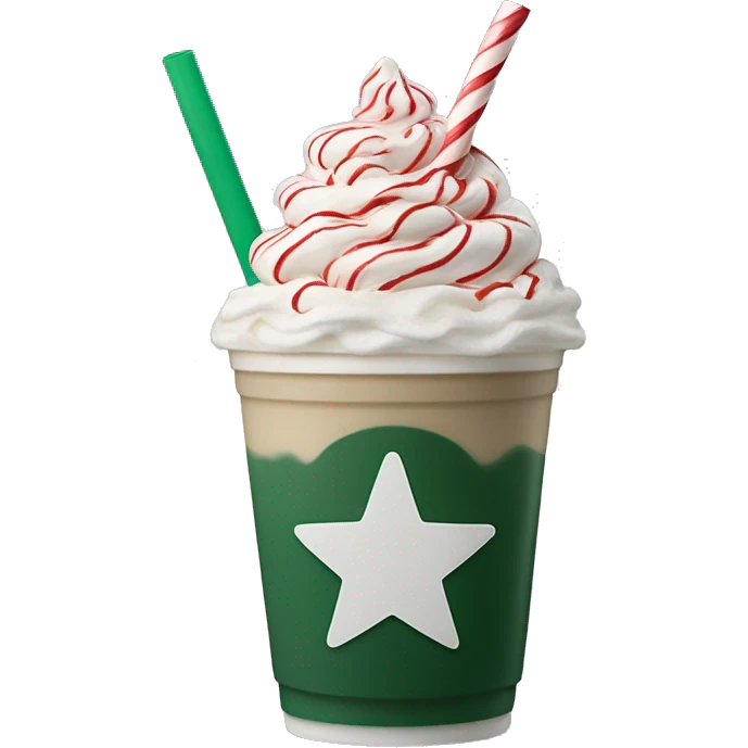 Peppermint Starbucks Frappuccino with one straw emoji